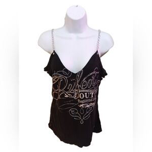 Black Rufen Tank Top with Chain Straps